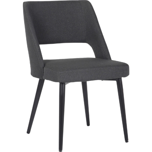 Valencia Dining Chair in Charcoal Gray Fabric & Black Steel